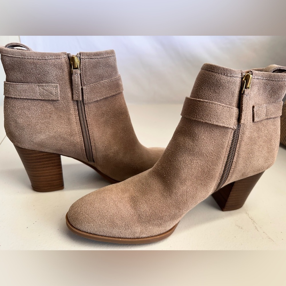 Franco Sarto Delancy Suede Leather Block Heel Ankle Boots – Size 9.5M Tan Fall - Picture 6 of 6
